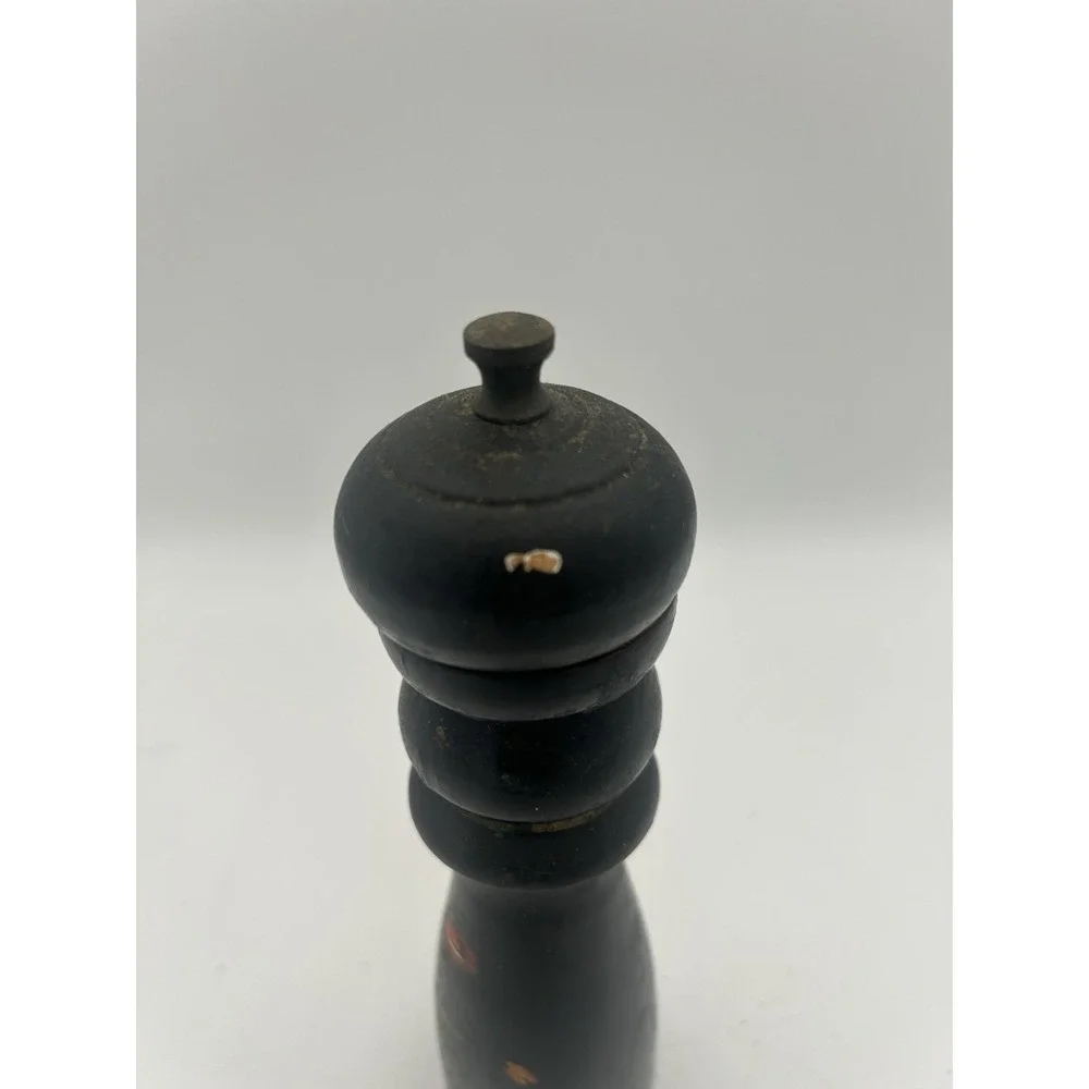 VTG Zassenhaus Pepper Mill Grinder West Germany Dark Wood Marked Rose Pattern 8